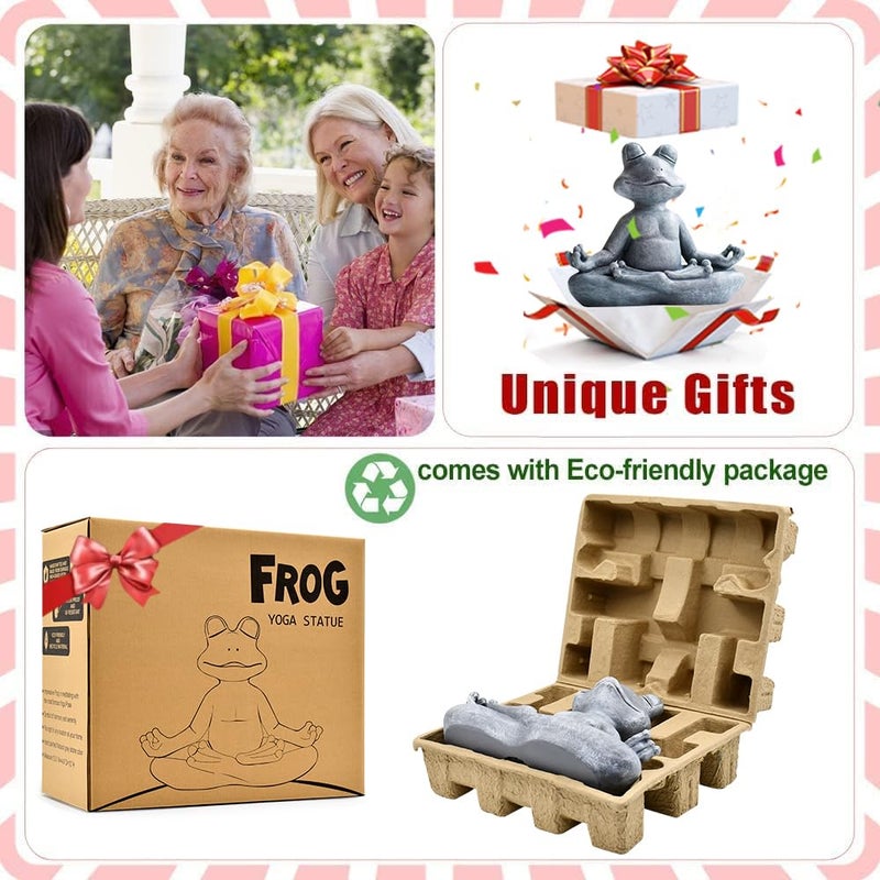 Goodeco 12.5" LÃ—10" H Meditating Yoga Frog Statue - Gifts for Women/Mom, Zen Garden Frog Figurines for Home and Garden Decor, Frog Decorations Gift Ideas, Frog Gifts for Women - Image 2